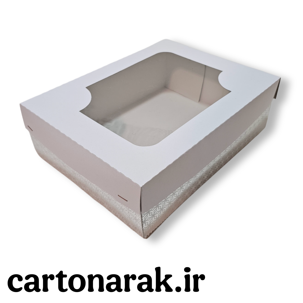 جعبه شیرینی یک کیلویی مستطیل با درب طلقی