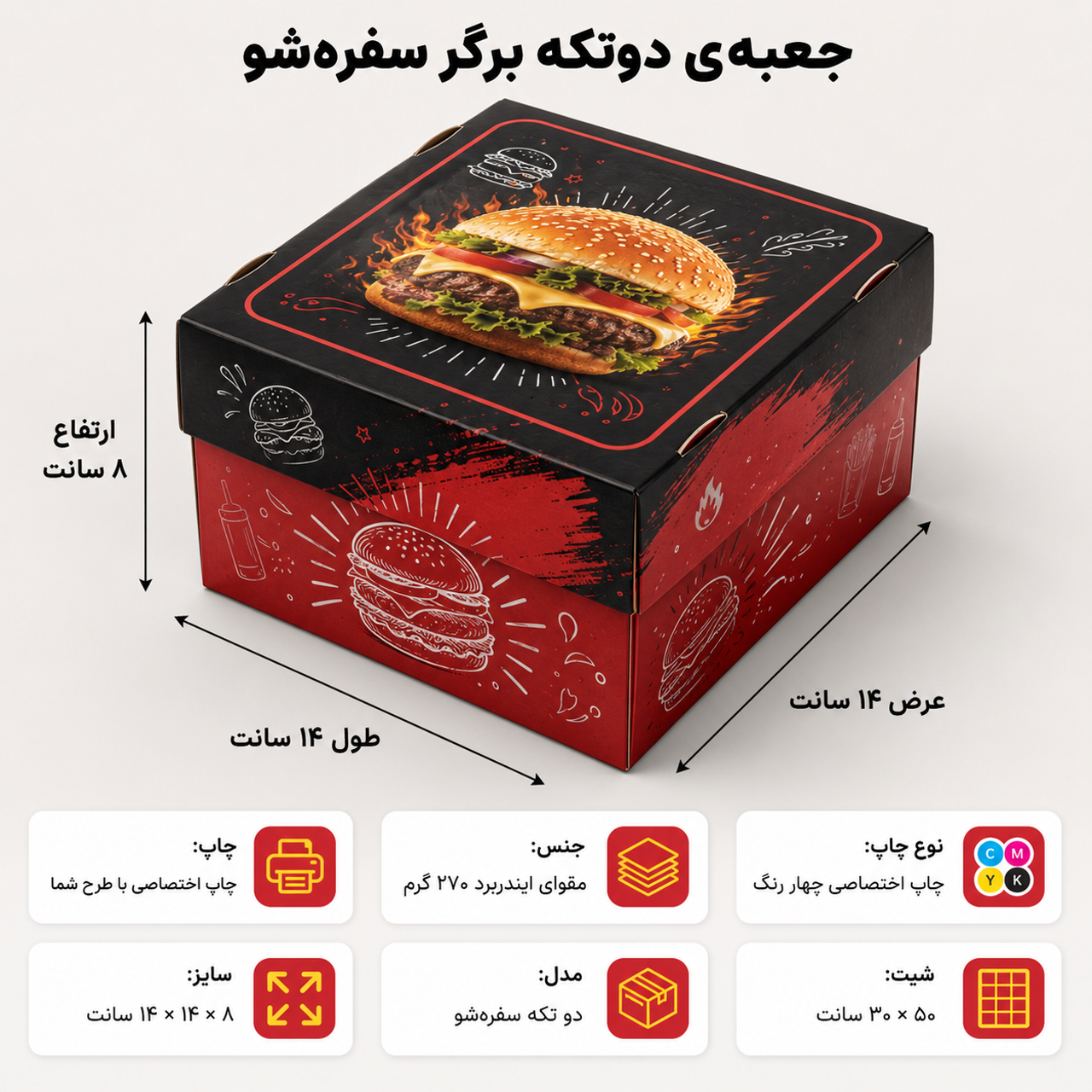 تعداد: ۱۰۰۰ عدد، چاپ: بدون چاپ سفید خام، جنس: مقوای ۲۷۰ گرم خارجی ایندربرد