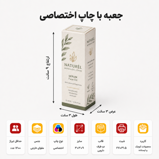 جعبه با چاپ اختصاصی ۳×۳×۹ سانت